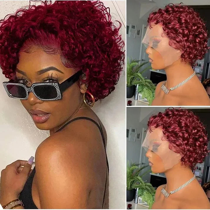 13x1 Transparent Front Lace Glueless Short Wig With Bangs